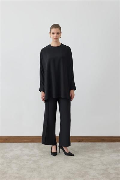 MİORİ PARMA KREP TAKIM SİYAH