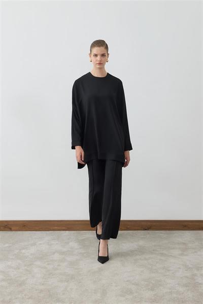 MİORİ PARMA KREP TAKIM SİYAH