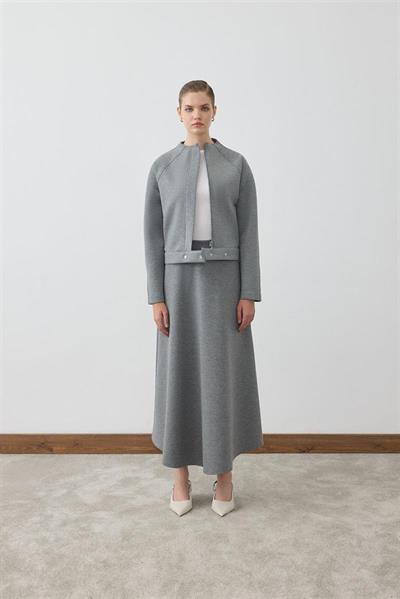 MİORİ ROVA ETEKLİ SCUBA TAKIM GRİ MELANJ