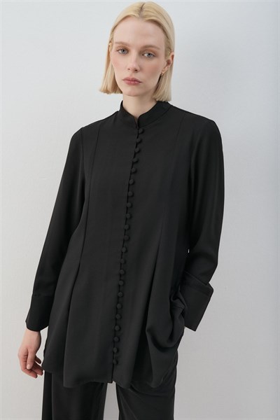 MİORİ SİENA BRİT DÜĞMELİ PANTOLONLU TAKIM SİYAH