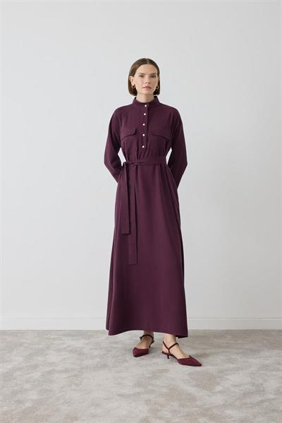 MİORİ SİLVA TENSEL ELBİSE BORDO