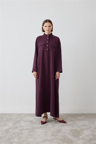 MİORİ SİLVA TENSEL ELBİSE BORDO