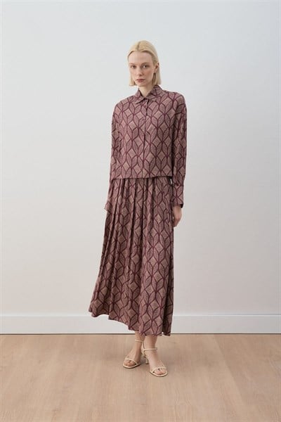 MİORİ TORİNO ETEKLİ RAYON VİSKON TAKIM BORDO