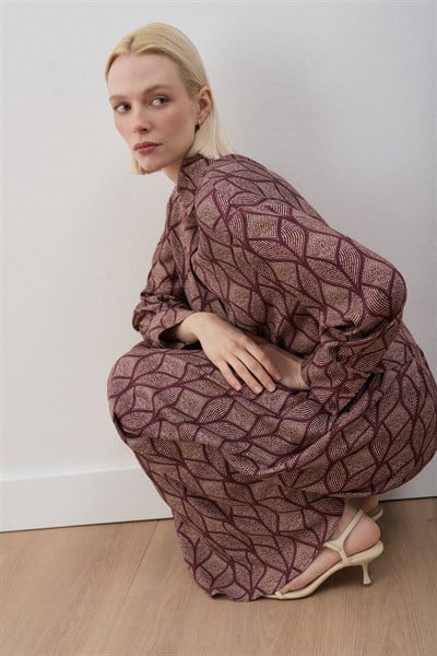 MİORİ TORİNO ETEKLİ RAYON VİSKON TAKIM BORDO