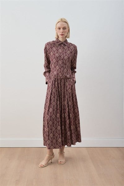 MİORİ TORİNO ETEKLİ RAYON VİSKON TAKIM BORDO