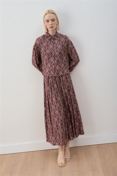 MİORİ TORİNO ETEKLİ RAYON VİSKON TAKIM BORDO