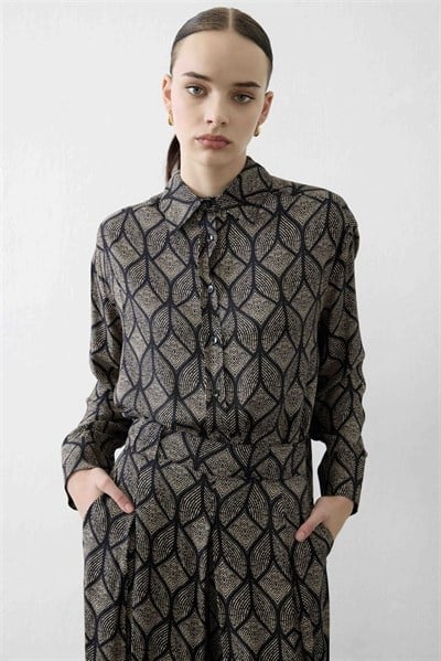 MİORİ TORİNO RAYON VİSKON PANTOLONLU TAKIM SİYAH