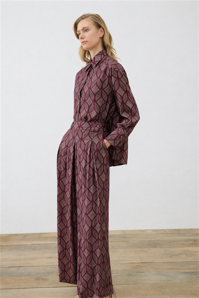 MİORİ TORİNO RAYON VİSKON PANTOLONLU TAKIM BORDO
