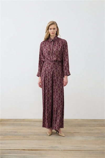 MİORİ TORİNO RAYON VİSKON PANTOLONLU TAKIM BORDO