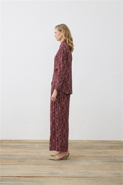 MİORİ TORİNO RAYON VİSKON PANTOLONLU TAKIM BORDO