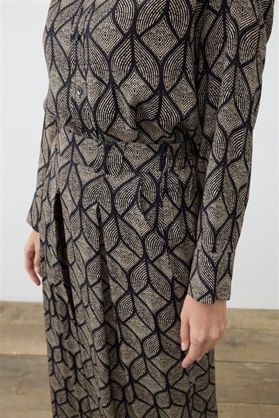 MİORİ TORİNO RAYON VİSKON PANTOLONLU TAKIM SİYAH