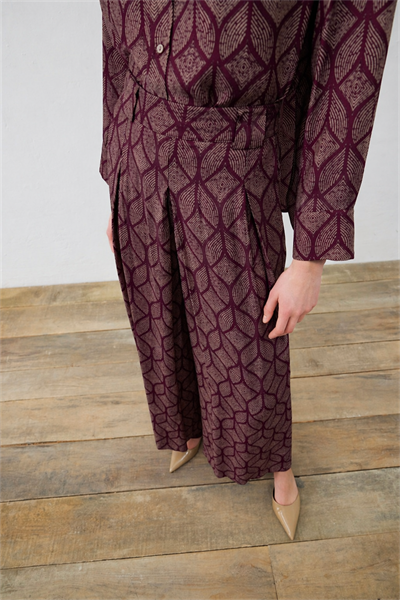 MİORİ TORİNO RAYON VİSKON PANTOLONLU TAKIM BORDO