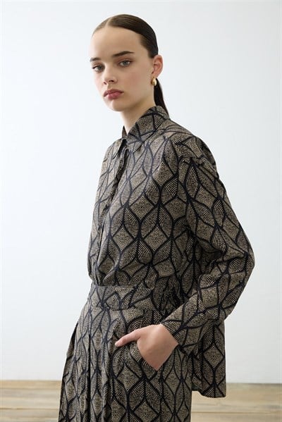 MİORİ TORİNO RAYON VİSKON PANTOLONLU TAKIM SİYAH