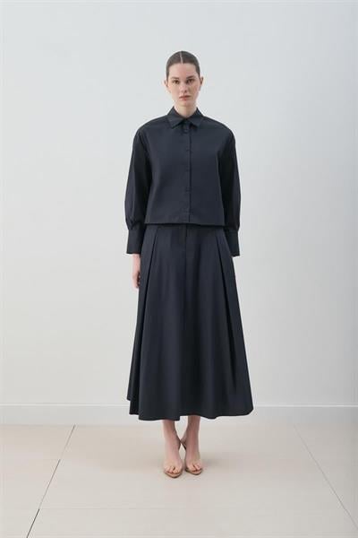 MİORİ VİEN ETEKLİ PREMİUM POPLİN TAKIM LACİVERT