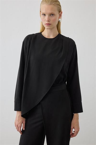 MİORİ VOGUE TENSEL PANTOLONLU TAKIM SİYAH