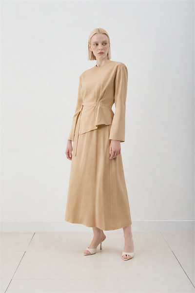 MİORİ BLERA ETEKLİ CUPRA TAKIM CAMEL