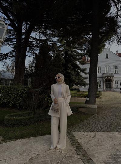 MİORİ EVORA PANTOLONLU SCUBA TAKIM VANİLYA