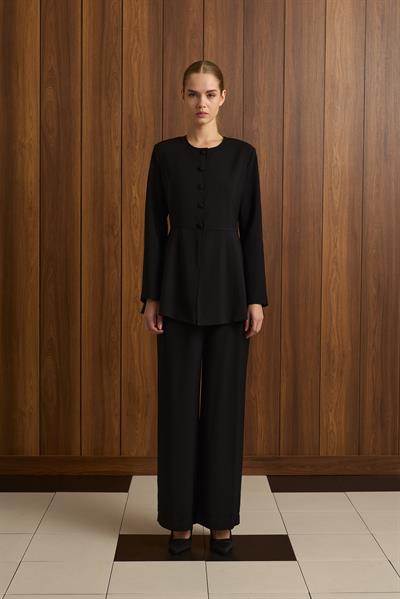 MİORİ FEMME CEKET PANTOLON KREP TAKIM SİYAH