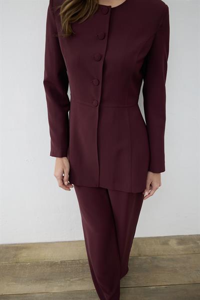 MİORİ FEMME CEKET PANTOLON KREP TAKIM BORDO