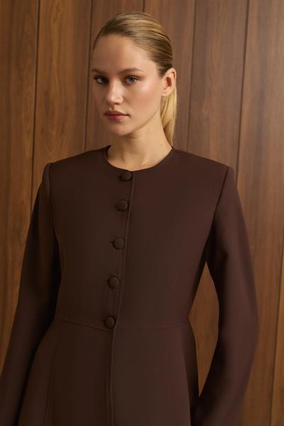 MİORİ FEMME CEKET PANTOLON KREP TAKIM KAHVE