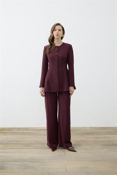 MİORİ FEMME CEKET PANTOLON KREP TAKIM BORDO