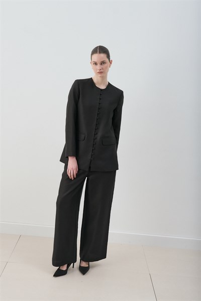 MİORİ GRESSA CEKET PANTOLON LYOCELL KETEN TAKIM SİYAH