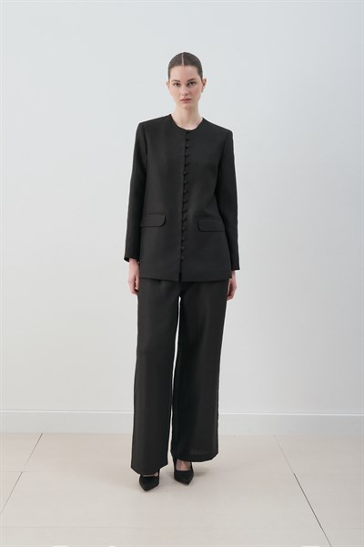 MİORİ GRESSA CEKET PANTOLON LYOCELL KETEN TAKIM SİYAH
