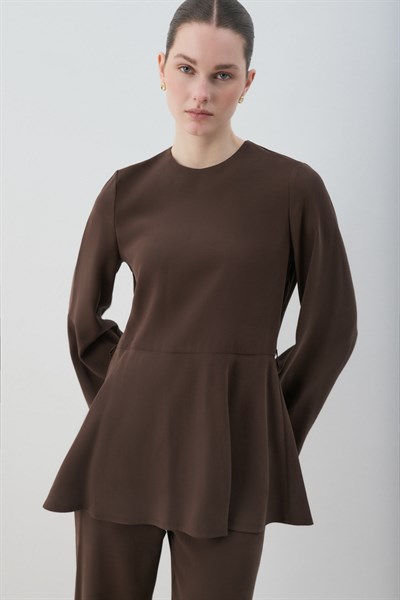 MİORİ JESSE TAŞLANMIŞ MODAL PANTOLONLU TAKIM ACI KAHVE