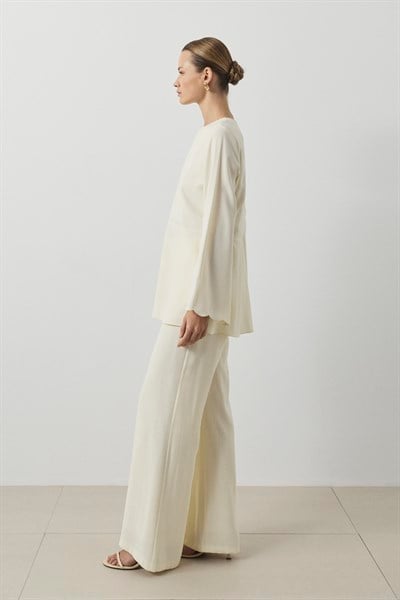 MİORİ JESSE TAŞLANMIŞ MODAL PANTOLONLU TAKIM EKRU