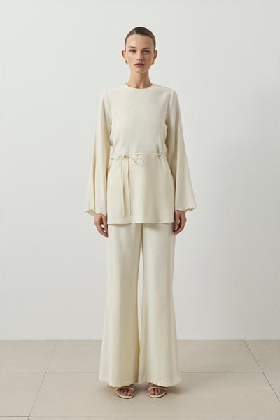 MİORİ JESSE TAŞLANMIŞ MODAL PANTOLONLU TAKIM EKRU