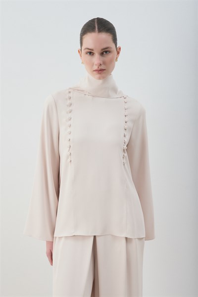 MİORİ MİSSE  BRİT DÜĞMELİ SOFT-TOUCH PANTOLONLU TAKIM TAŞ