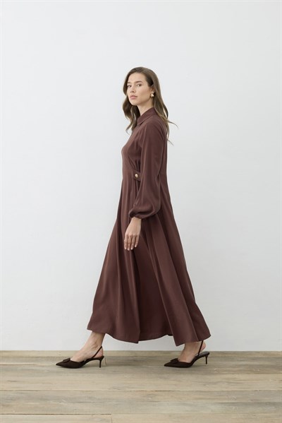 MİORİ POEM RAYON ELBİSE KAHVE