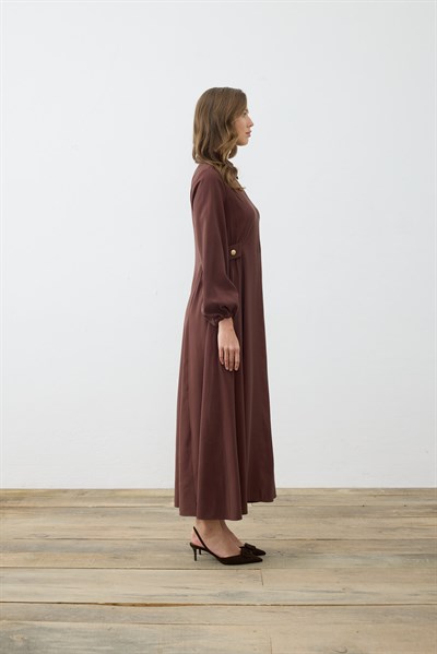 MİORİ POEM RAYON ELBİSE KAHVE