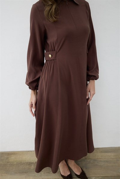 MİORİ POEM RAYON ELBİSE KAHVE