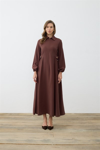MİORİ POEM RAYON ELBİSE KAHVE