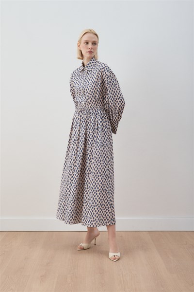 MİORİ VALENA ETEKLİ KREP TAKIM MAVİ