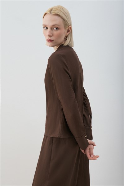 MİORİ VERDE ETEKLİ RAYON TAKIM ACI KAHVE