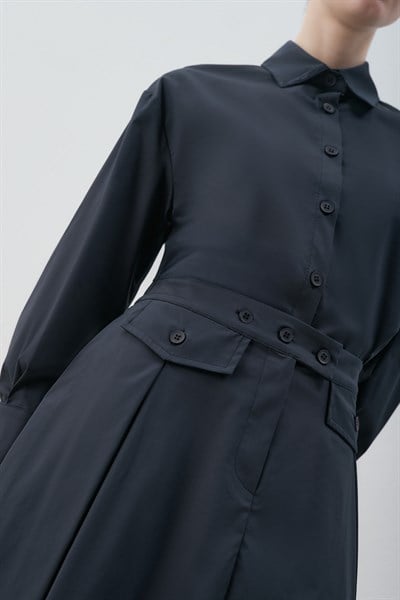 MİORİ VİEN ETEKLİ PREMİUM POPLİN TAKIM LACİVERT