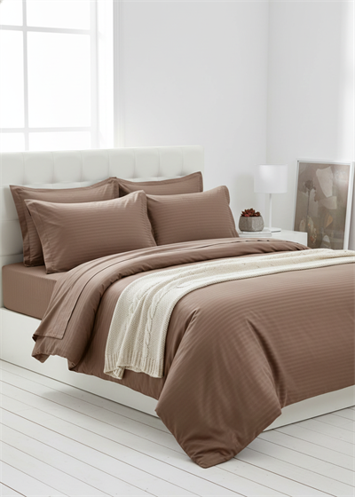 Deluxe Saten Nevresim Takımı Çift Kişilik - Kahve