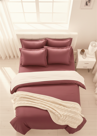 Deluxe Saten Nevresim Takımı Çift Kişilik - Mürdüm