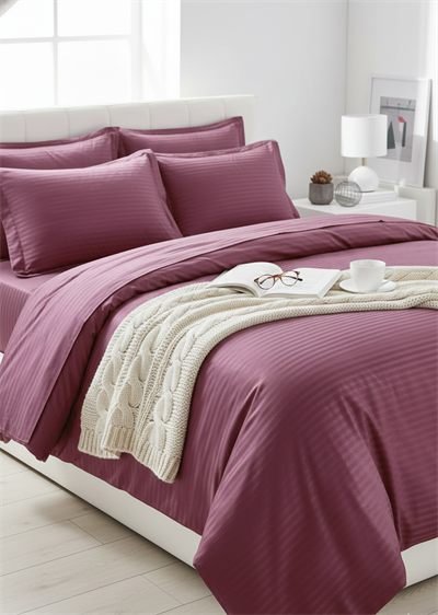 Deluxe Saten Nevresim Takımı Çift Kişilik - Mürdüm
