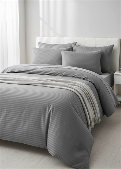 Deluxe Saten Nevresim Takımı Çift Kişilik - Gri