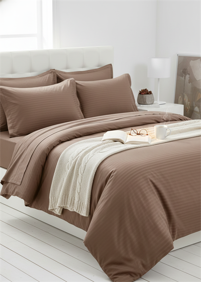 Deluxe Saten Nevresim Takımı Çift Kişilik - Kahve