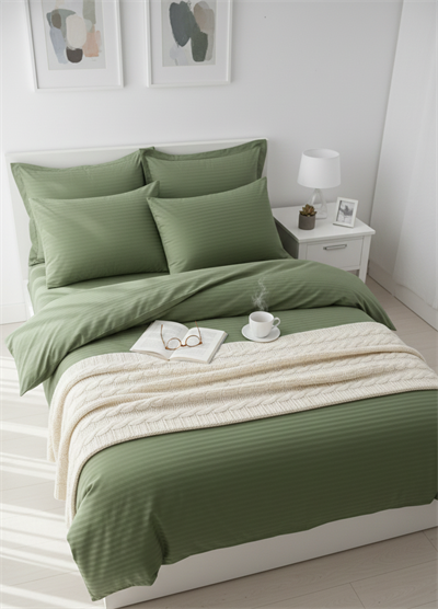 Deluxe Saten Nevresim Takımı Çift Kişilik - Yeşil