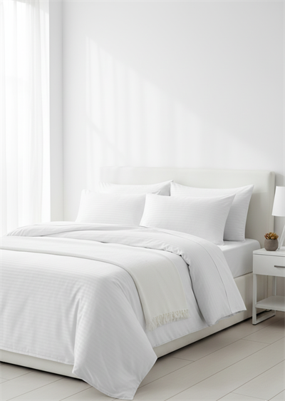 Deluxe Saten Nevresim Takımı Çift Kişilik - Beyaz