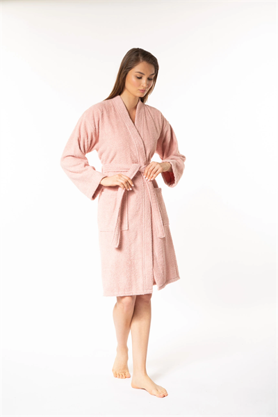 Soft Kadın Kimono Yaka Bornoz - Somon