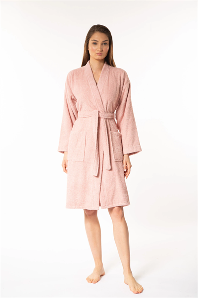 Soft Kadın Kimono Yaka Bornoz - Somon