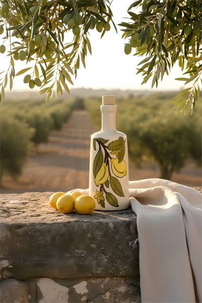 500 ml Limon Dalı – El Boyama Seramik Şişe