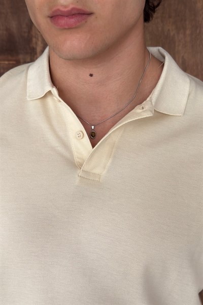 Erkek %100 Pamuk Düğmeli Polo Yaka T-Shirt Sarı