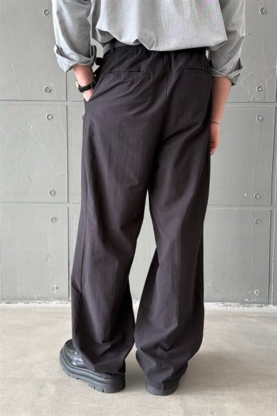 Erkek Baggy Fit Gabardin Kumaş Pantolon Siyah